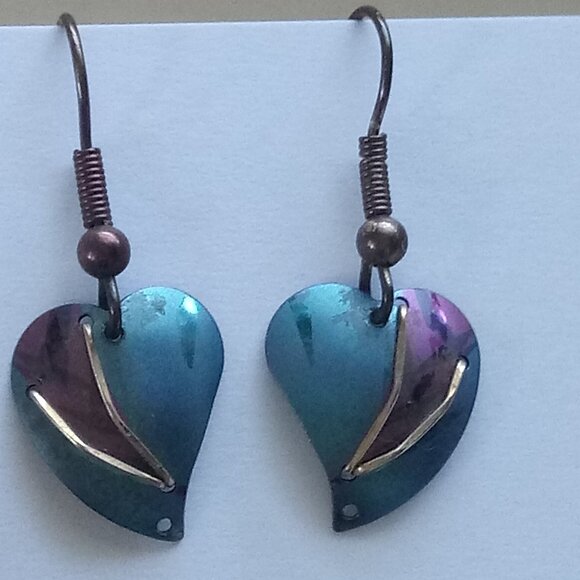Vintage Holly Yashi Pastel Heart-Leaf  Earrings - Picture 1 of 4